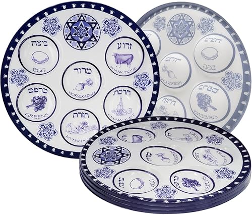 Miniatura 15 de The Dreidel Company Classic Seder Plate - Plato desechable para seder, paquete de 2 platos desechables de plástico de calidad de lujo de 10 pulgadas