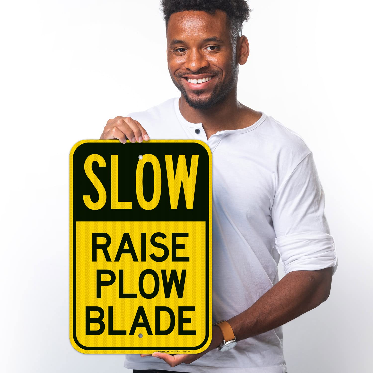 Slow Raise Plow Blade Sign, 12x18 Inches, 3M EGP Reflective .063 Aluminum, Fade Resistant, Made in USA