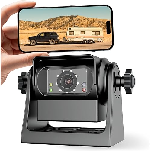 EWAY WiFi Magnetic Hitch Wireless Backup Rear/Front View Camera Rechargeable Battery for Easy Hitching of Gooseneck Horse Boat Travel Trailer/Fifth Wheels/RV/Camper Reverse for iPhone iPad Android