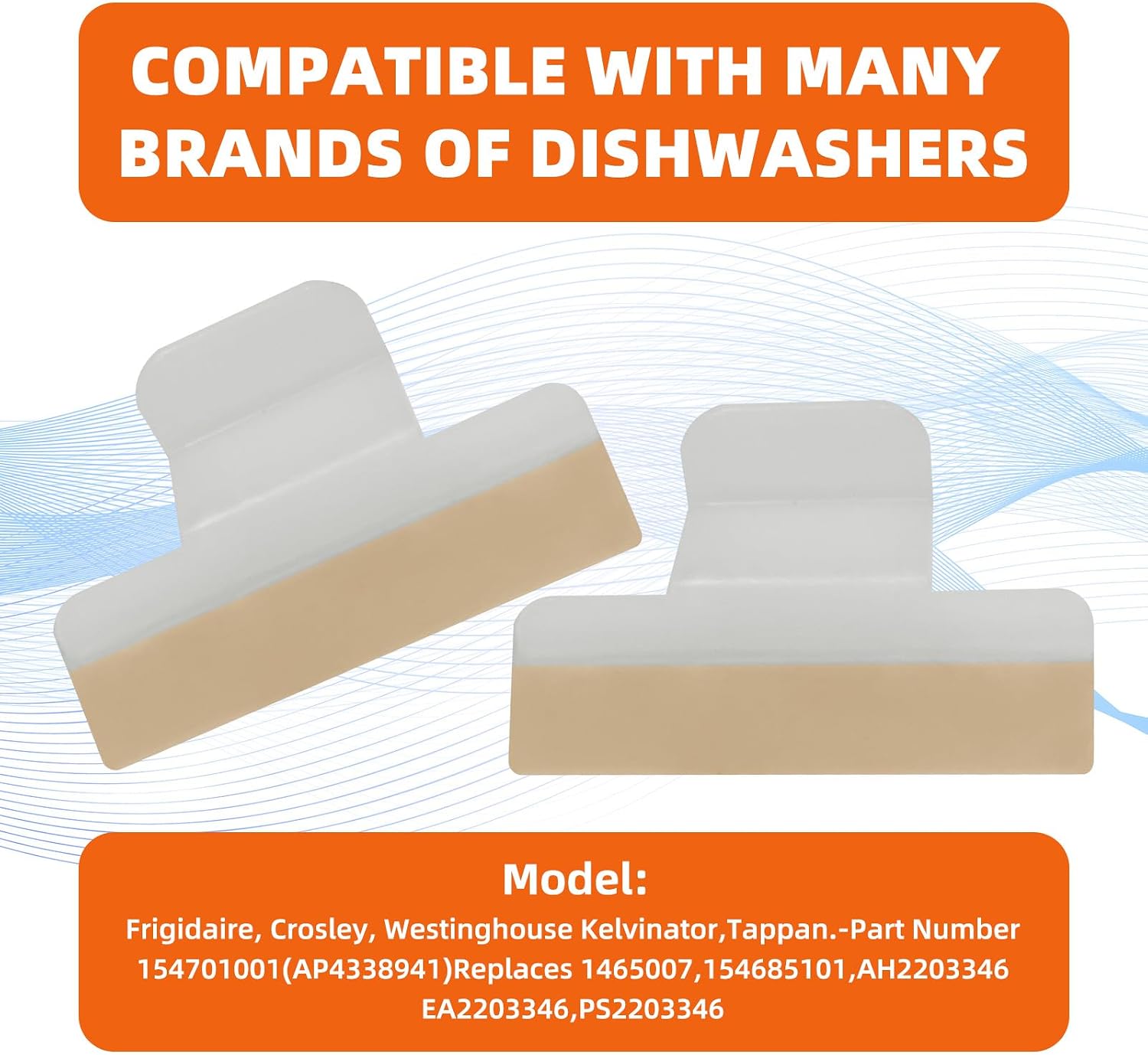 5PCS 154701001 Dishwasher Splash Shield, Guard Seal Replacement Part Fit for Frigidaire Kenmore Dishwashers, Replaces 1465007 154685101 AP4338941 PS2203346