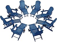 Vista 56 de YEFU Juego de 4 sillas Adirondack ajustables con reposapiés, sillas Adirondack ajustables de 5 niveles con otomana retráctil y 2 portavasos, sillas