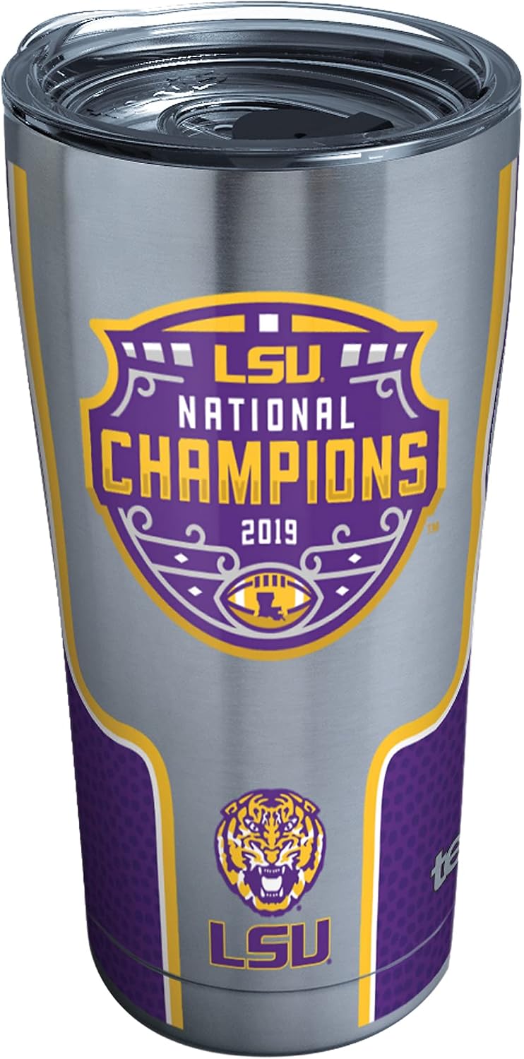 Tervis Stainless Steel NCAA LSU Tigers 2019 National Champions Tumbler & Lid, 1 Count (Pack of 1), Silver