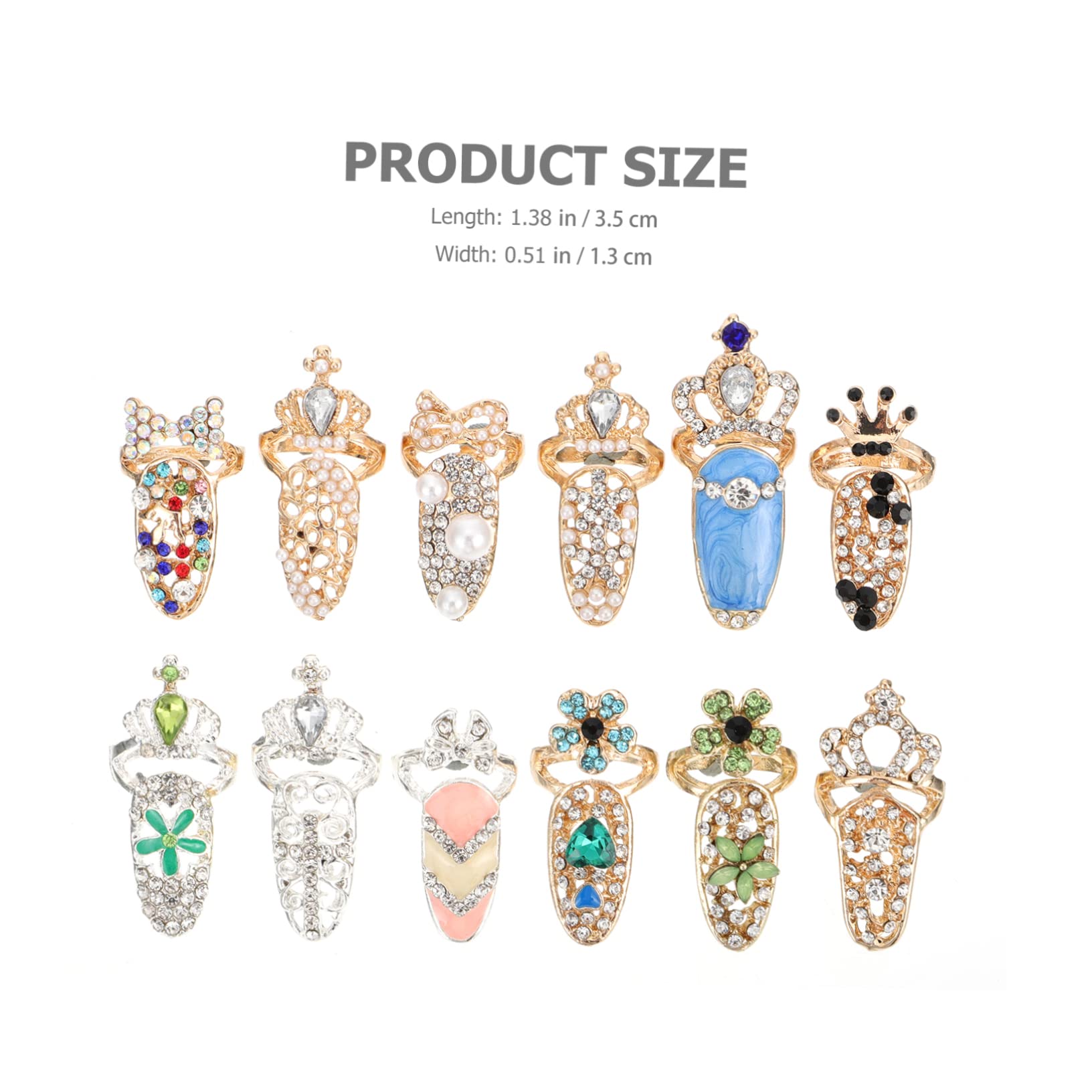 Beavorty 48pièces Décorations Pour Ongles Charms Manucure Anneaux Cristal Pour Nail Art Accessoires De Style Élégant Pour Filles