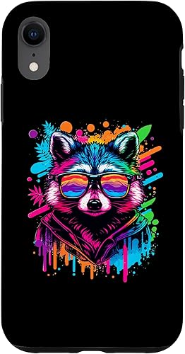 Miniatura 25 de Rainbow Raccoon Sunglasses Vaporwave Synthwave Retrowave Case for iPhone 17 Pro
