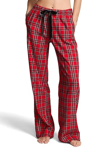 Victoria's Secret PINK Flannel Pajama Pants, Sleepwear for Women - Red Plaid - Medium
