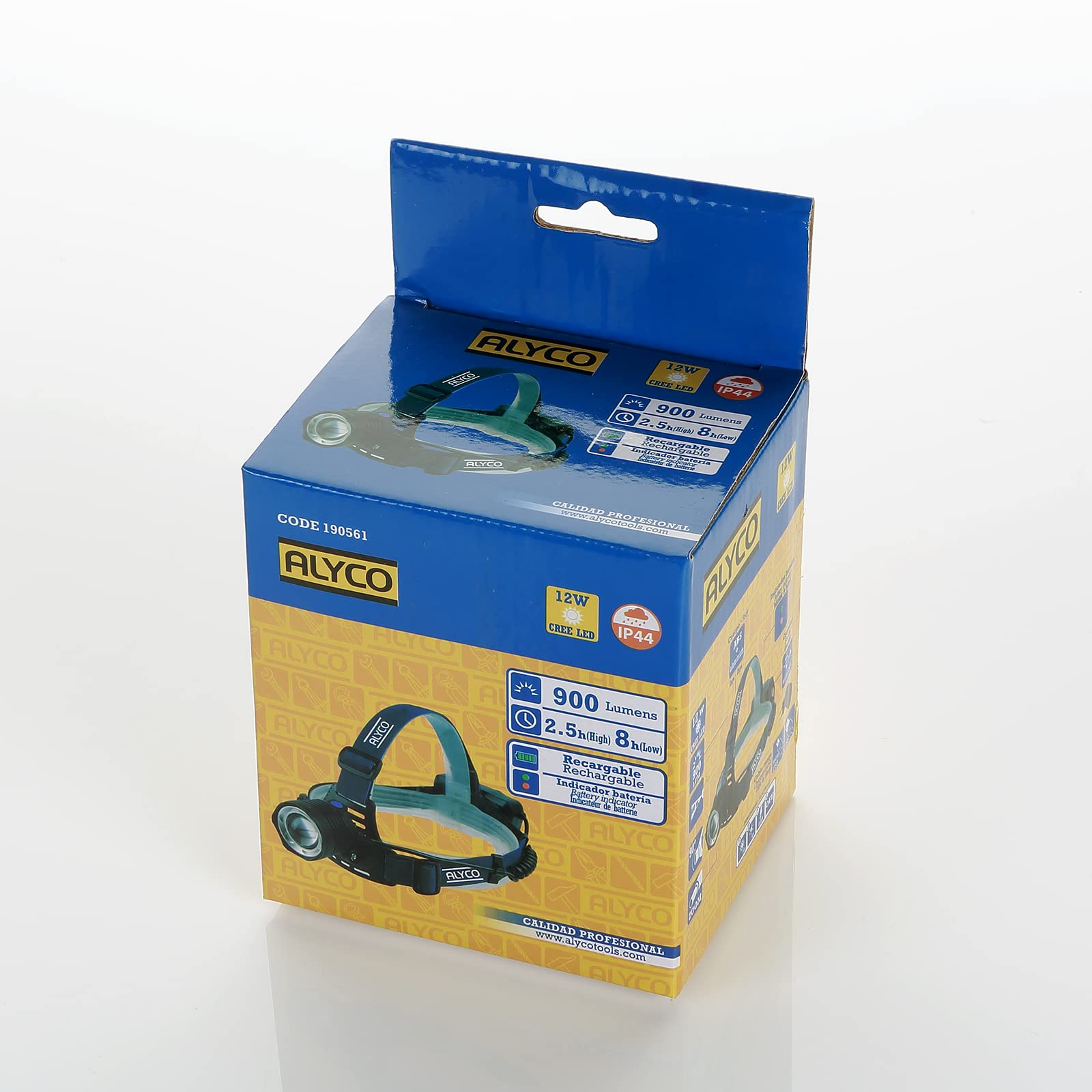 Alyco - Linterna recargable frontal CREE LED, 12W IP44-190561 | 12W, IP44, 190561