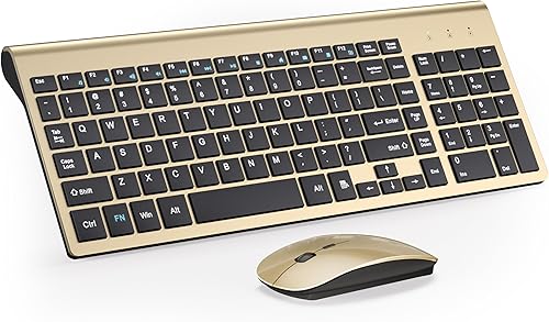 Miniatura 10 de Combo de teclado y mouse inalámbrico ultradelgado, TopMate 2.4G, mouse USB silencioso compacto de 2400DPI y teclado con interruptor de tijera con