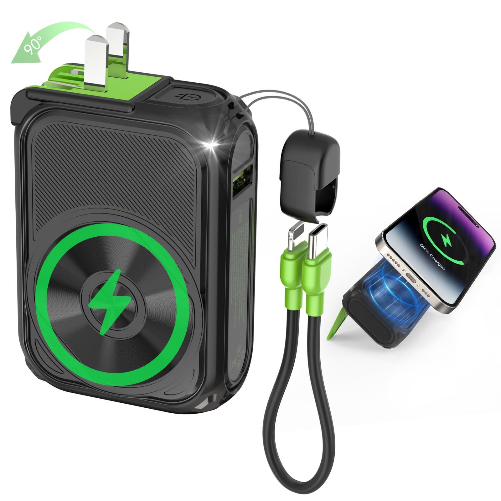 SEANCHEER P05 Portable Charger Magnetic Power Bank Small Wireless PowerBank Battery Pack 10000mAh Travel Essentials Fast Charging with