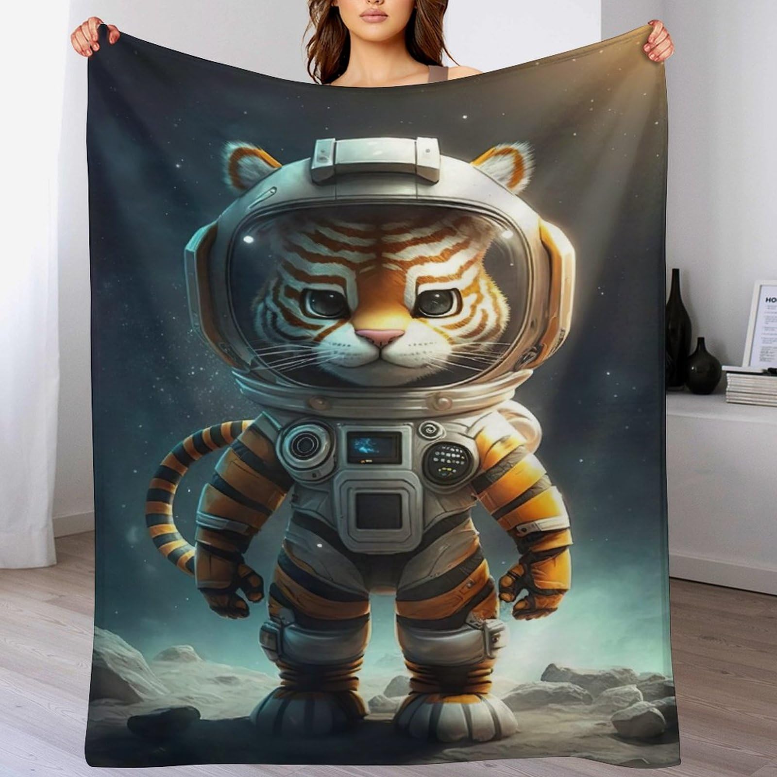 Couverture tigre flanelle polaire douce grand plaid canapé et séjour 130x150cm