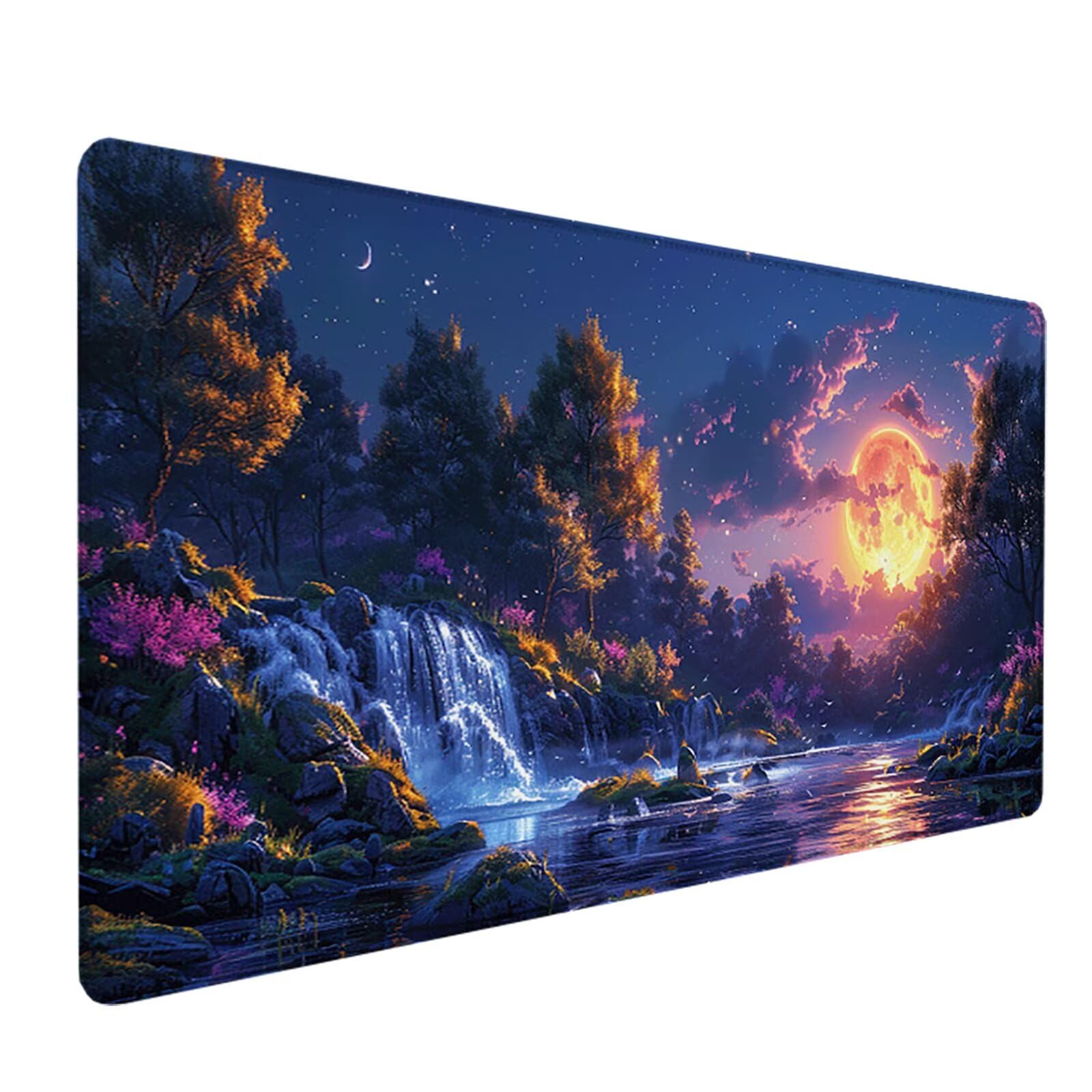 Luna Alfombrilla Ratón Gaming XXL 1500 x 800 mm, Alfombrilla Gaming Verde Mousepad con Base de Goma Antideslizante, Impermeable Desk Mat para Teclado y Raton, Accesorios Gaming, Regalos de Hombre 8-M