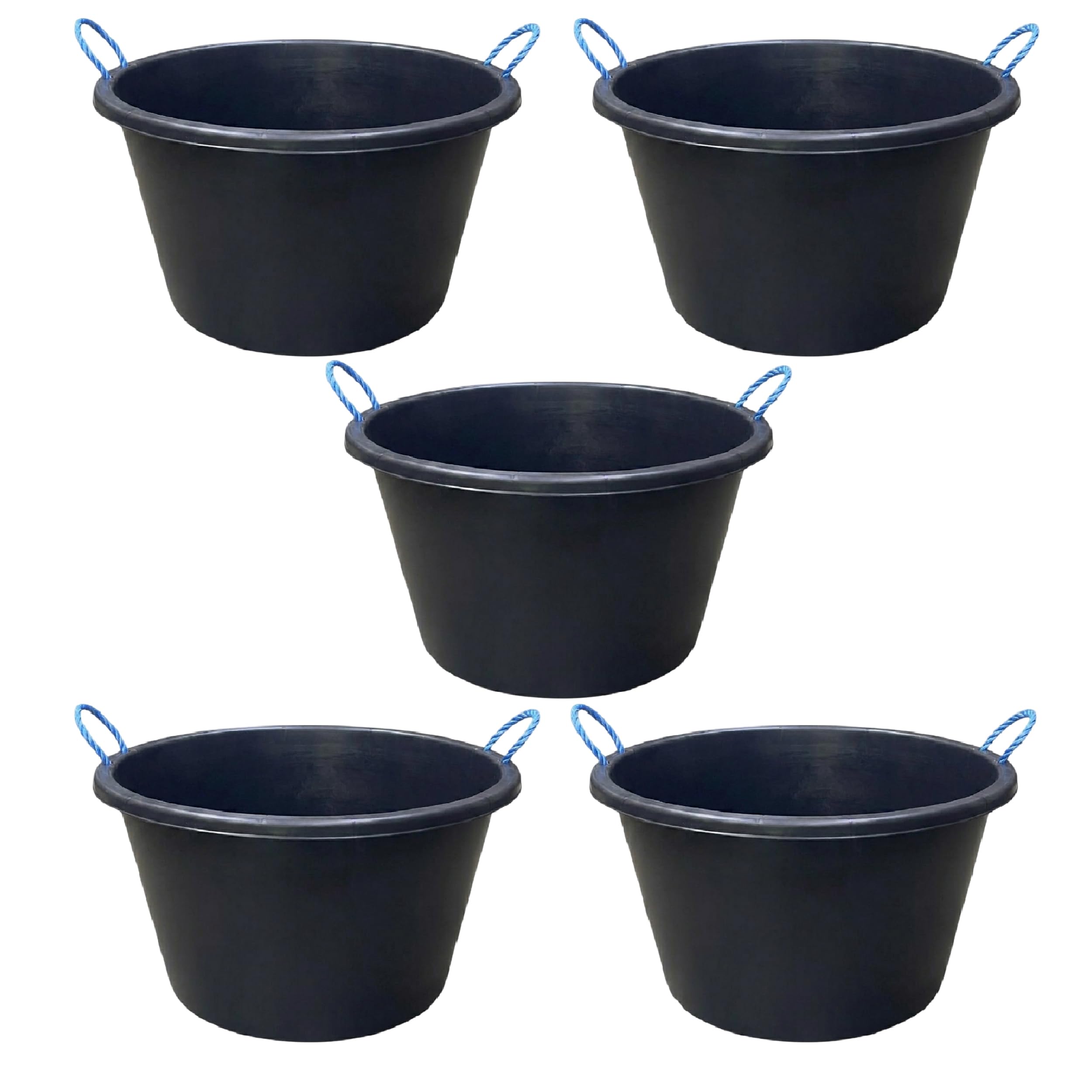 M1SS Heavy Duty XL Flexi Buckets 70L Large Multi-Purpose Builders Containers with Rope Handles for Plaster Mixing, Cement, Muck, Water Carrying, Gardening & Outdoor Storage (Set of 5)