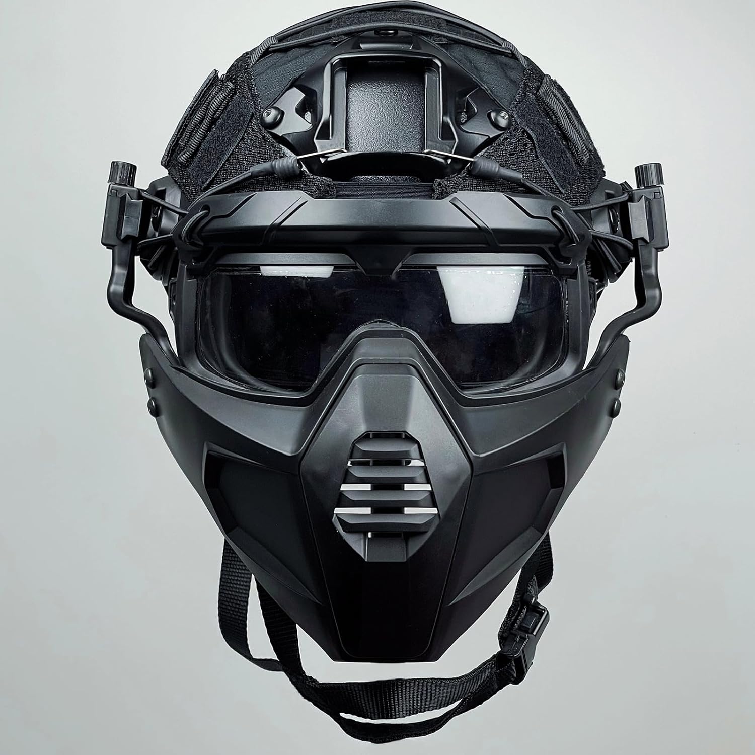 Tactical Airsoft Helmet Set with Full Face Mask, Goggles and Helmet Cover, Adjustable High Cut Protective Headgear for Paintball CS Game Outdoor Training