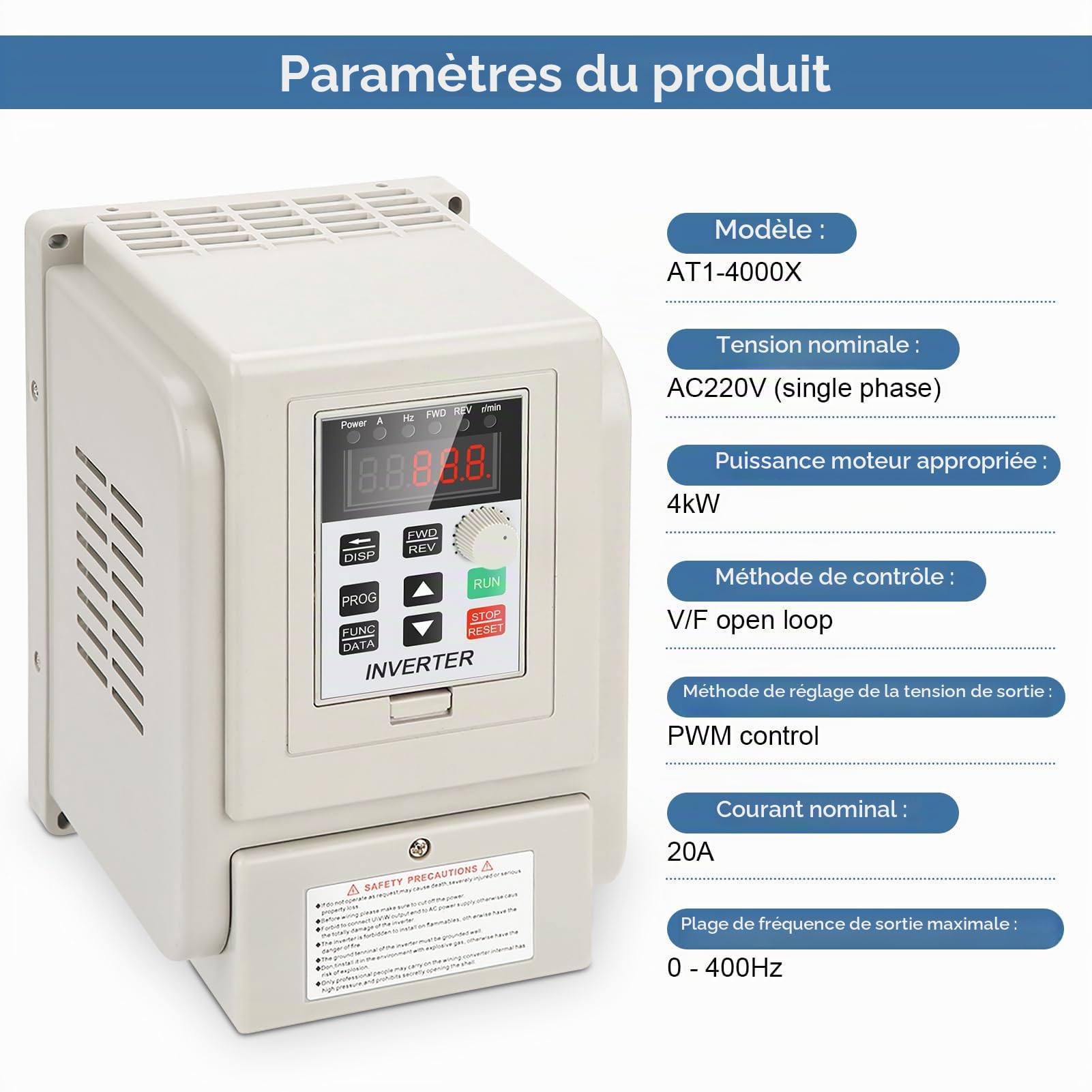 Contrôleurs de Vitesse de Moteur, Contrôleur de Vitesse de Moteur AC 220V 4kW Contrôleur de Vitesse VFD monophasé pour Moteur AC triphasé 4kW