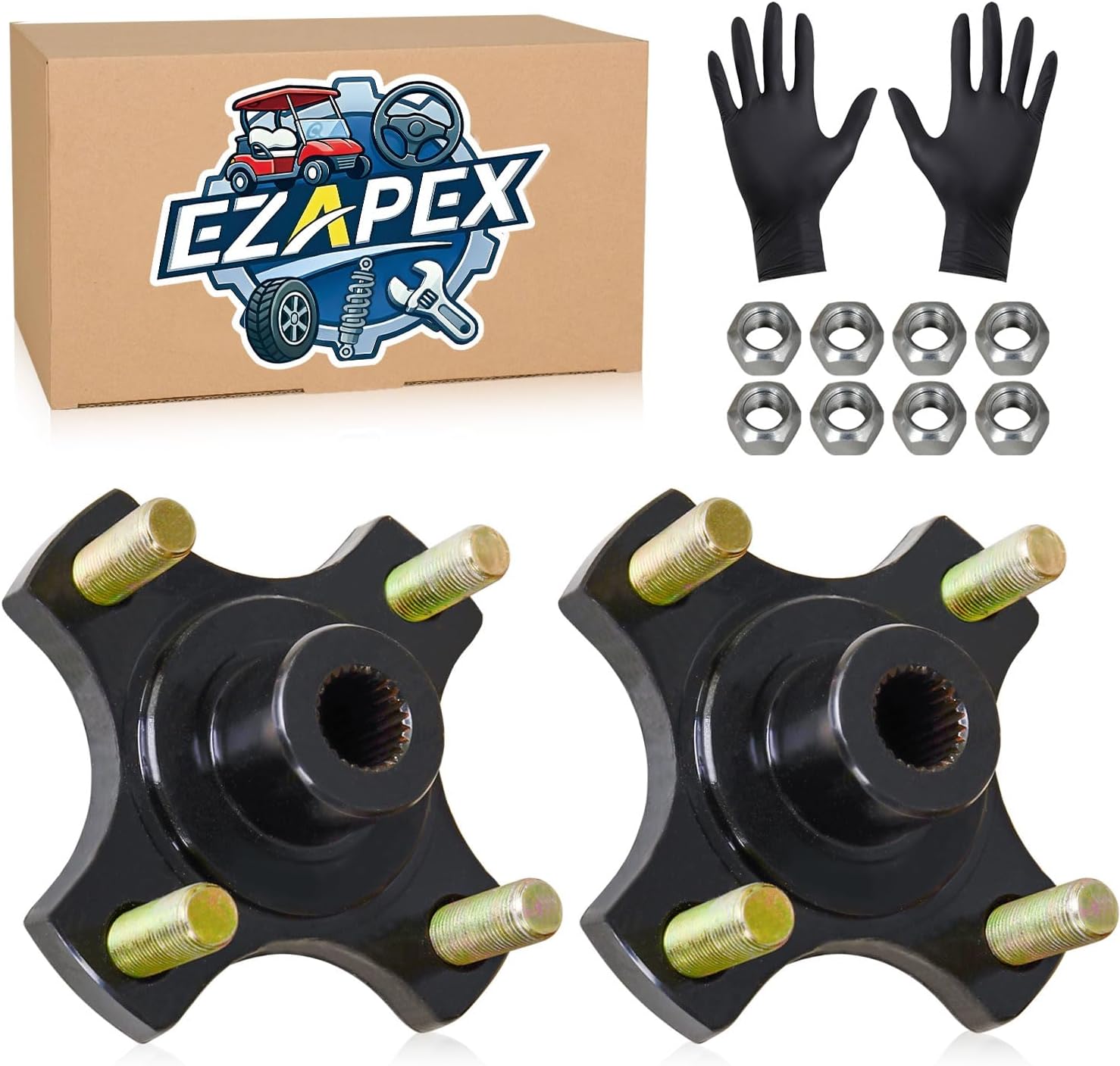 604112 615604 2Pcs Golf Cart Rear Axle Hub Assembly Compatible with 2008-Up EZGO RXV Gas & Electric Golf Cart