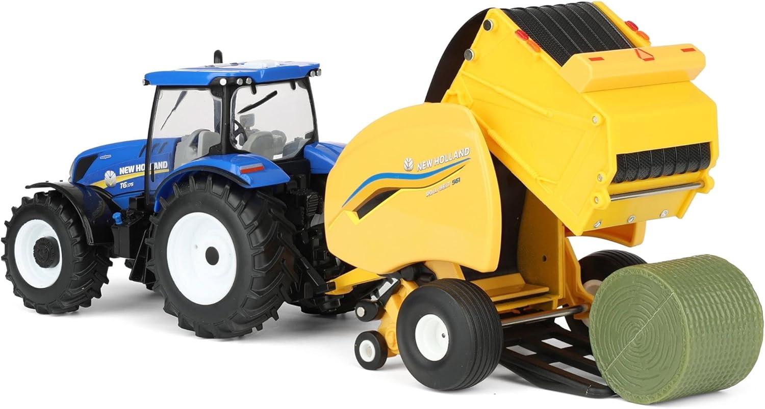 ERTL 1/32 New Holland T6.175 Tractor with 561 Roll-Belt Baler & 3 Round Bales 61029