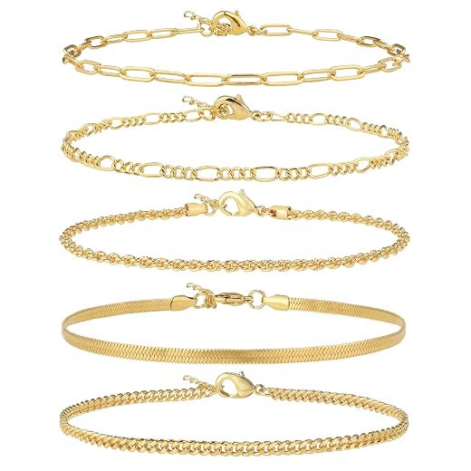 AOZEL Gold/Silver Plated Anklet Bracelets for Women Waterproof Plus Size Cuban Link Chain Ankle Bracelet for Large Ankle 9-12inch
