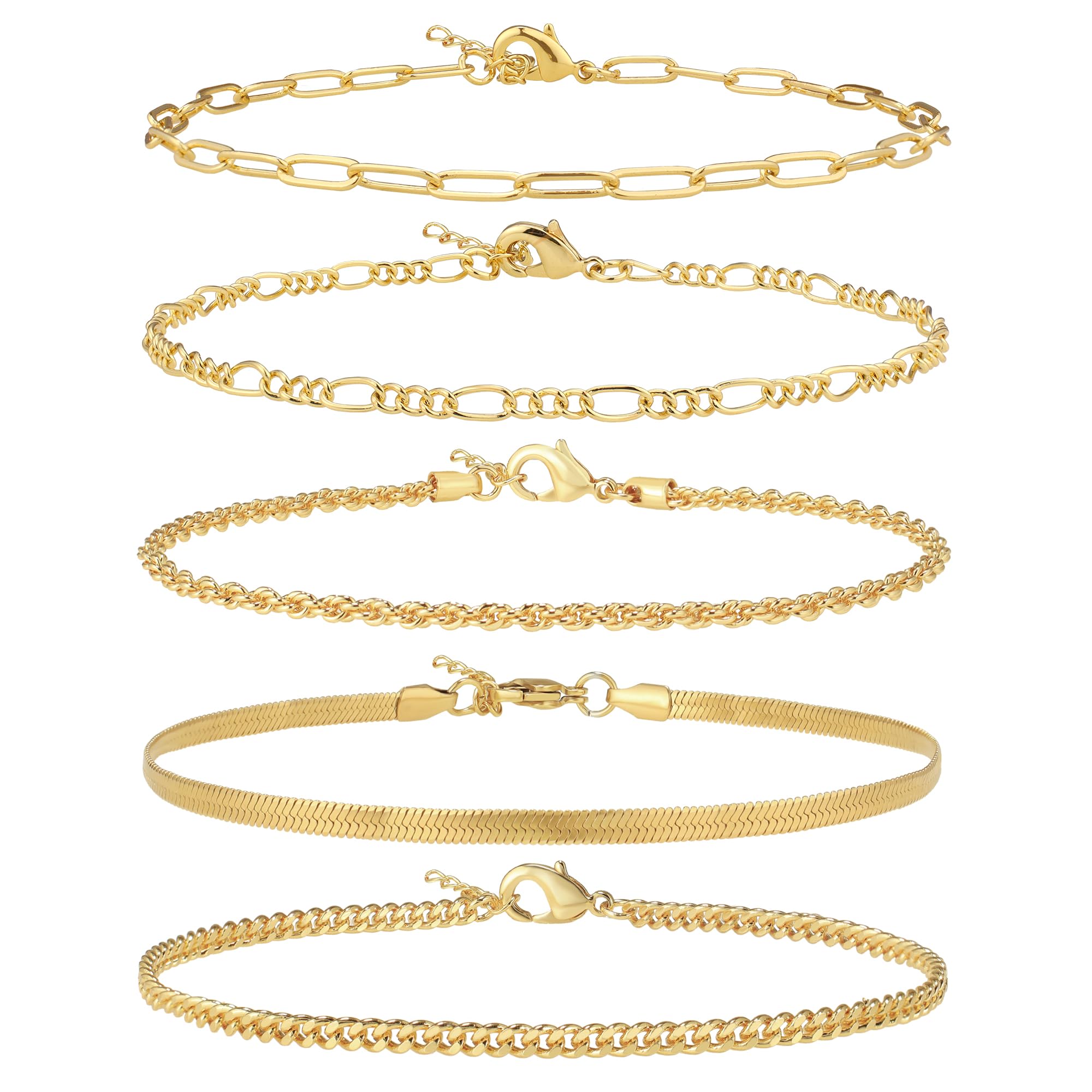 AOZEL Gold/Silver Plated Anklet Bracelets for Women Waterproof Plus Size Cuban Link Chain Ankle Bracelet for Large Ankle 9-12inch