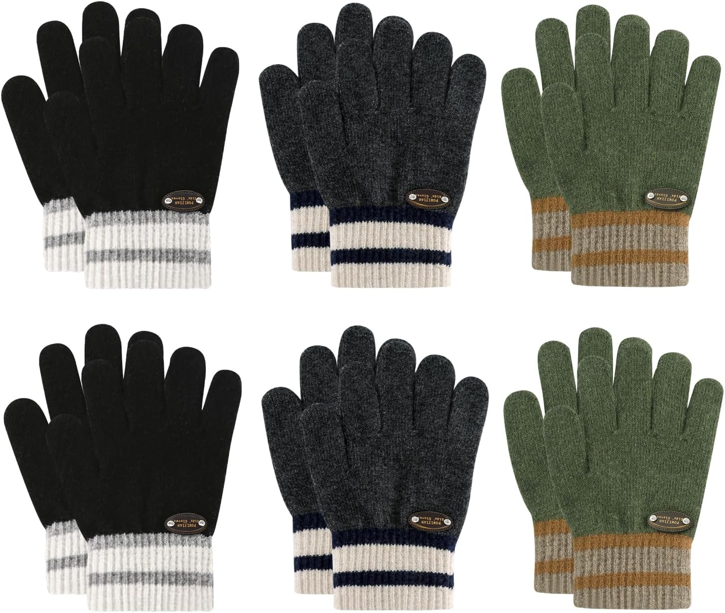 Kids Knit Gloves Boys Winter Warm Gloves Girl Stretchy Soft Glove Toddler Full Finger Mittens for Children