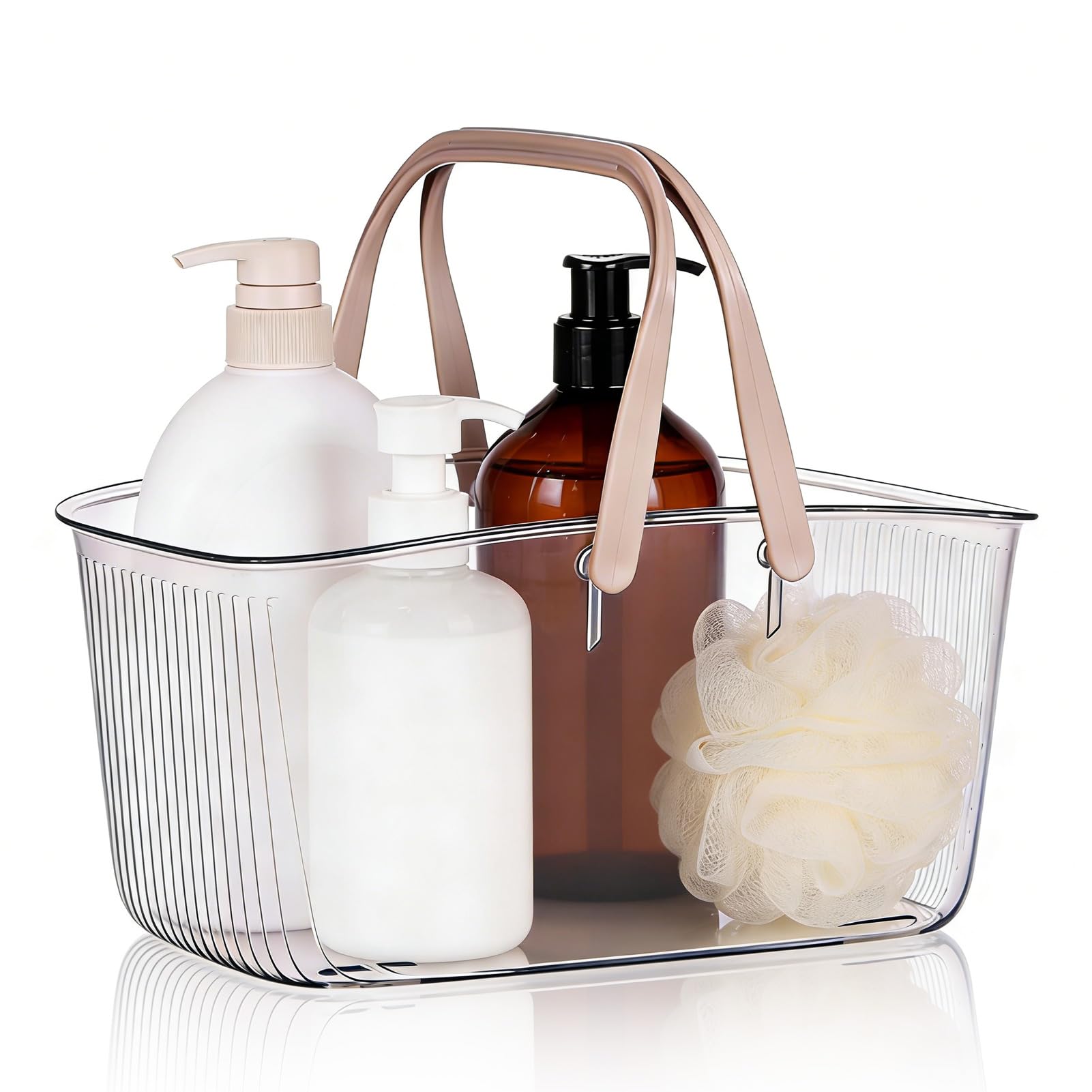 Cesto Portaoggetti Grande ALINK Con Manico, In Plastica, 42x24x17 Cm, Per Doccia, Bagno, Auto, Cucina, Senza BPA, Grigio