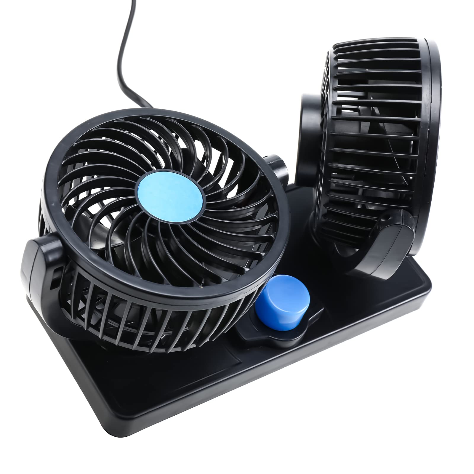 Ventilateur De Voiture Double Tête Pour Siège Arrière - USB, 3 Vitesses, Rotatif 360°, Fixation Velcro - 6