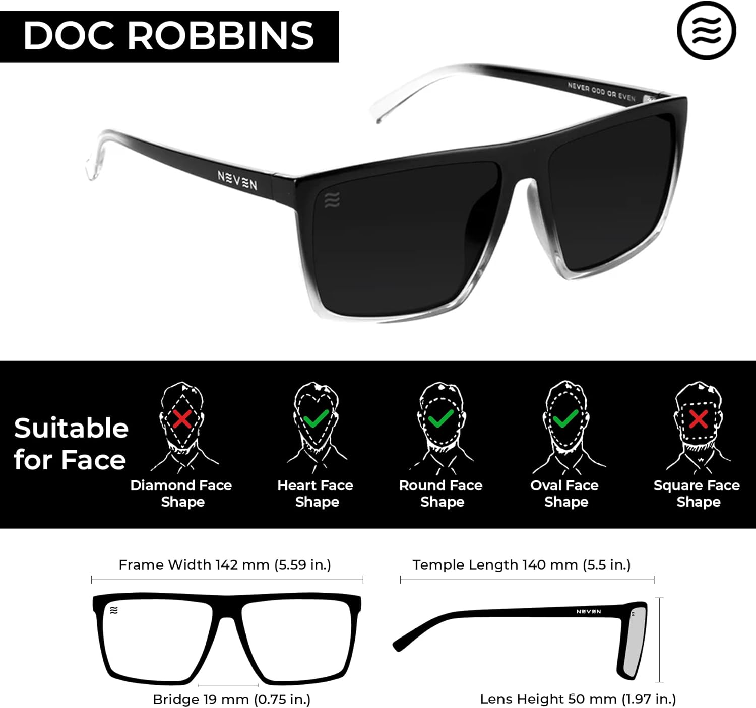 NEVEN Men's Polarized Sunglasses - Chic Rectangular Glasses - UV Protection Glasses for Coastal Activities. - Image 5