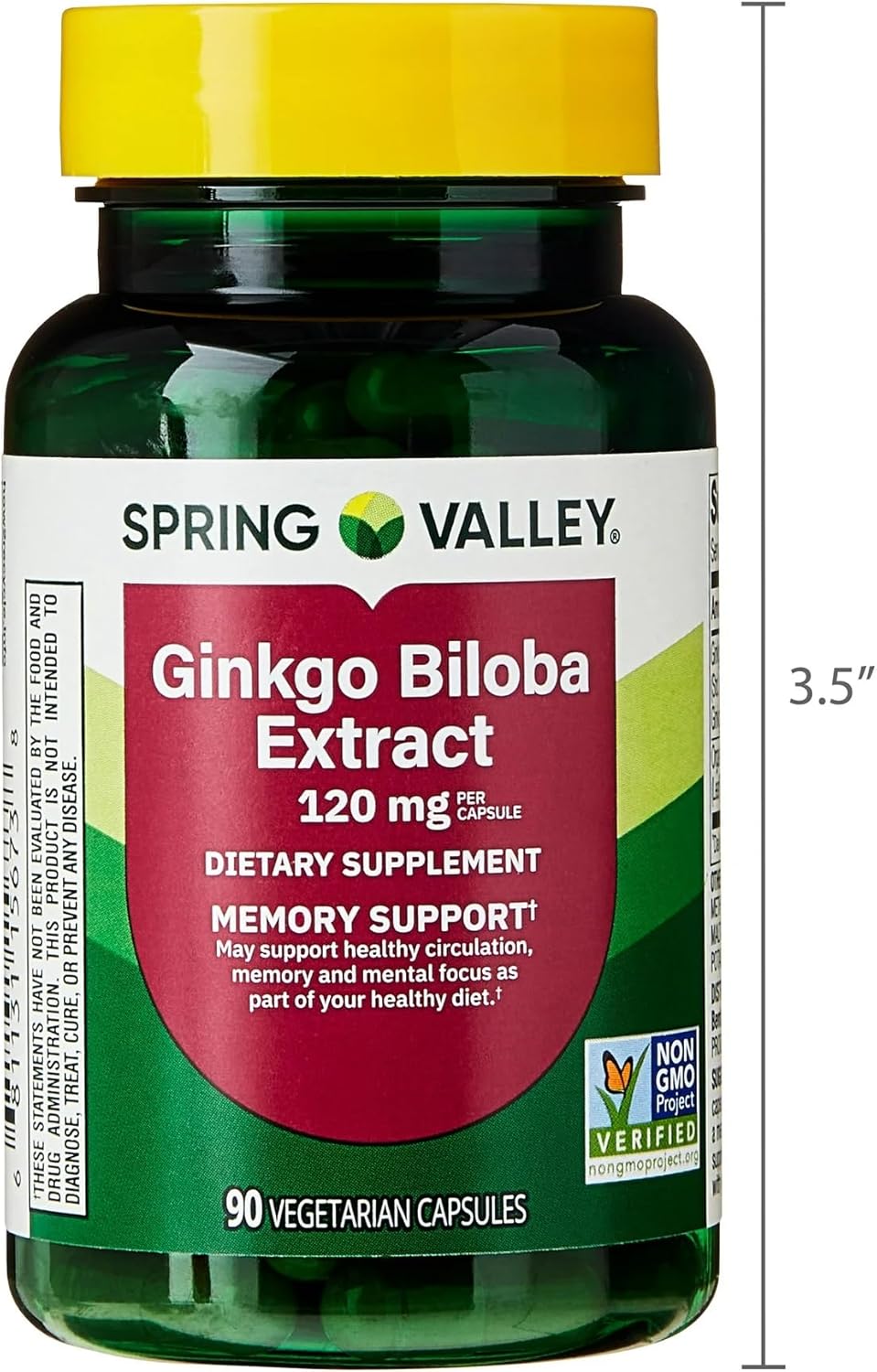 SUREFECT Spring Valley Ginkgo Biloba 120mg Extract + 200mg Powder - 90 Vegetarian Capsules - Cognitive Support Organizer.