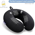 Oreiller noir en mousse de mémoire de cou de voyage Oreil pour l'avion et la tête de soutien Soft Portable U forme de cou oreiller pour avion, voiture & Utilisation au bureau