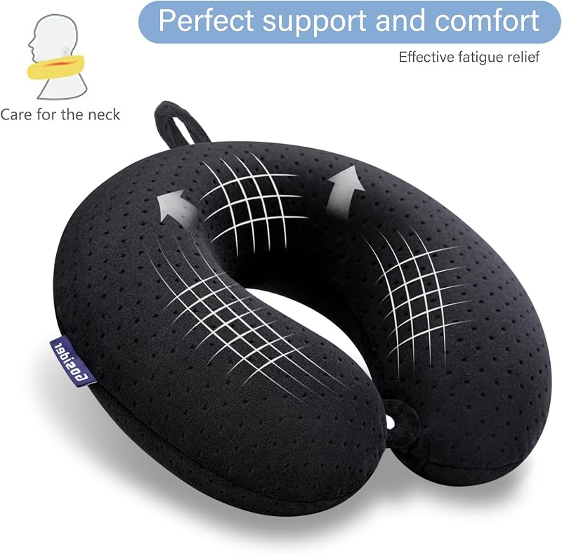 Gosider Memory Foam Utazópárna - Fekete U-alakú Nyakpárna Repülőre, Autóba és Otthoni Használatra - Mosható, Puha Memóriahabos Fejpárna
AI: