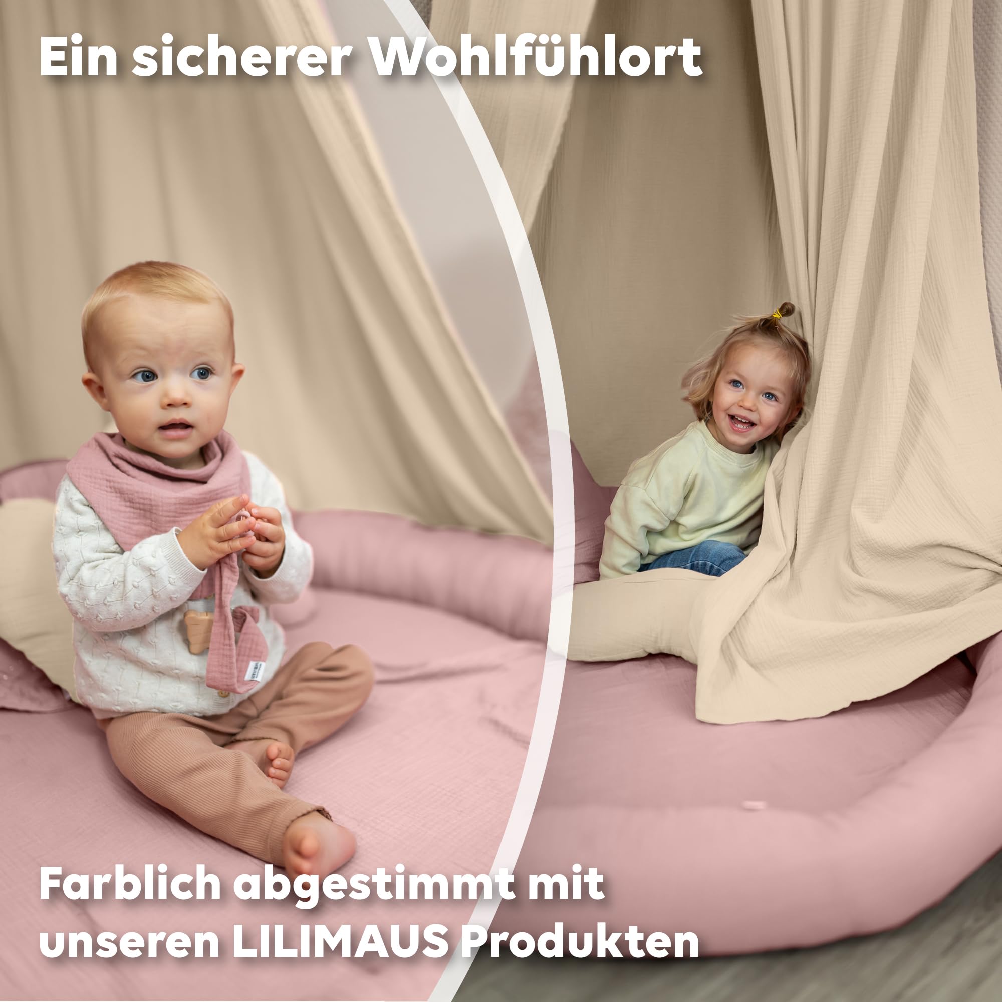 lilimaus Bodenkissen Kinder [Großes Kissen in 12 Farben] - Sitzkissen mit 100% Musselin-Baumwollbezug - hautfreundlich, atmungsaktiv und waschbar - Spielmatte Baby