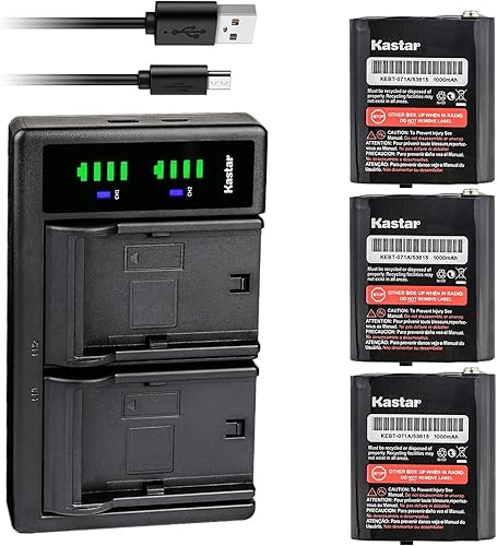 Kastar 3-Pack Battery and Smart Dual Charger Replacement for Motorola ULFRS4002A ULFRS-4002A, TalkAbout EM1000 EM1000R EM1020R FV800 FV800R T4800