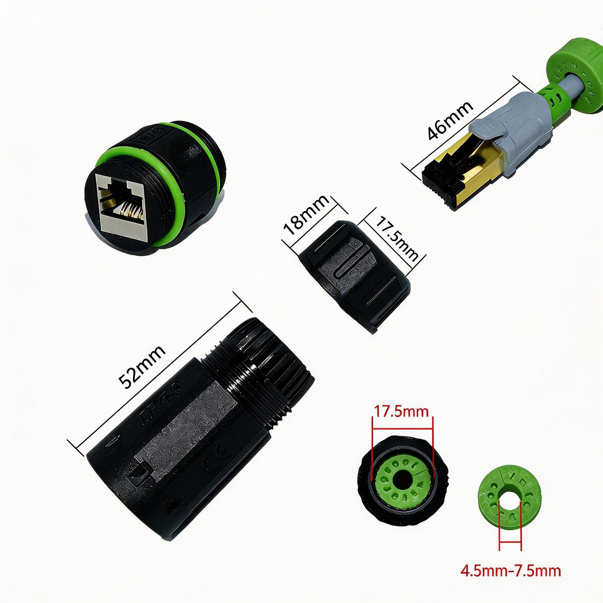 SYSTON Lot de 6 coupleurs RJ45 étanches IP68, coupleur Ethernet femelle vers femelle pour extension de câble réseau LAN CAT6/CAT5 8P8C, connecteur de fil résistant aux intempéries pour intérieur
