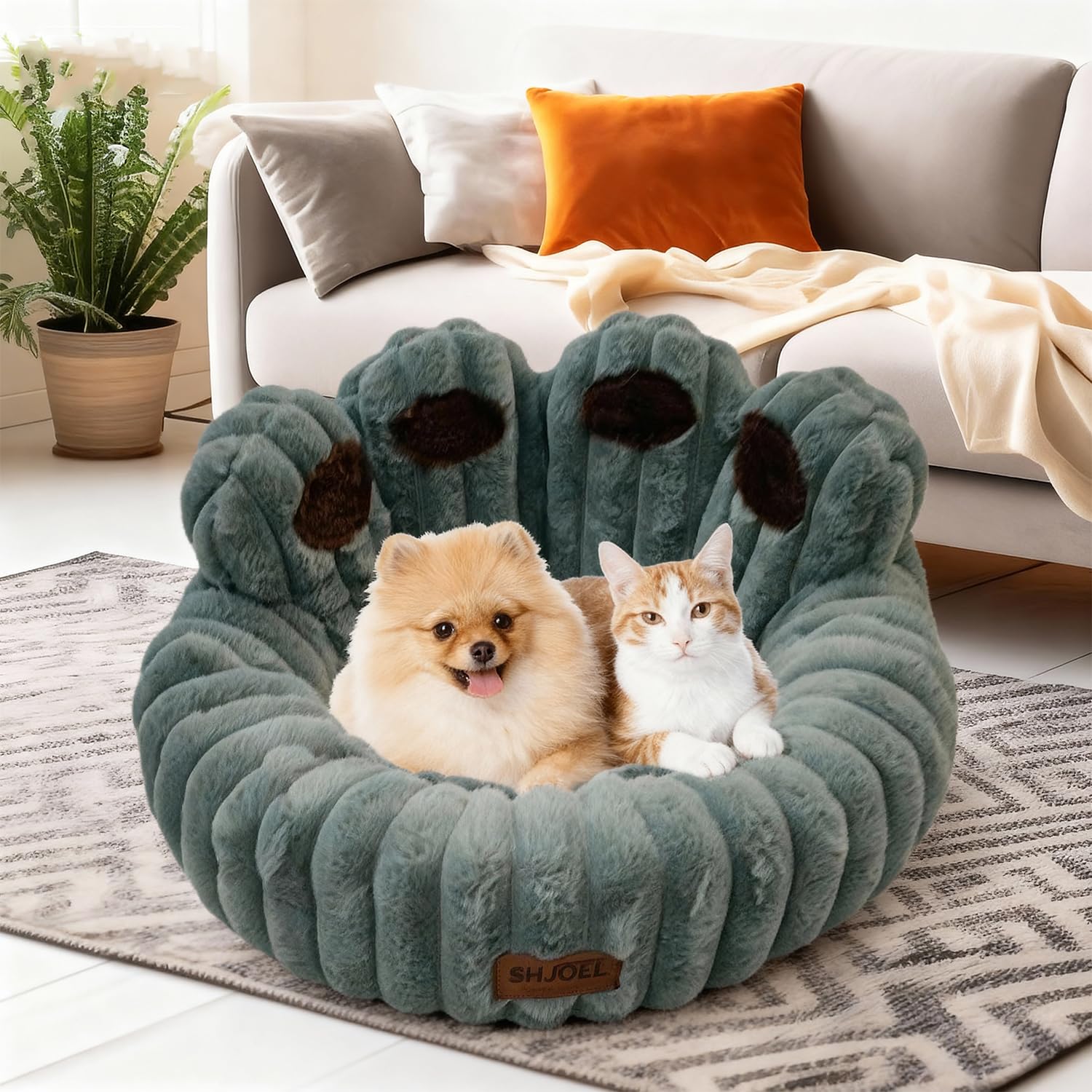 Cuccia Cane Interno Letto Morbida per Cani Lettino Gatto Lettino per Animali Domestici Cuccia per Gatti Fluffy Peluche Letto per Cani Lavabili Antiscivolo (Grigio, 50cm)
