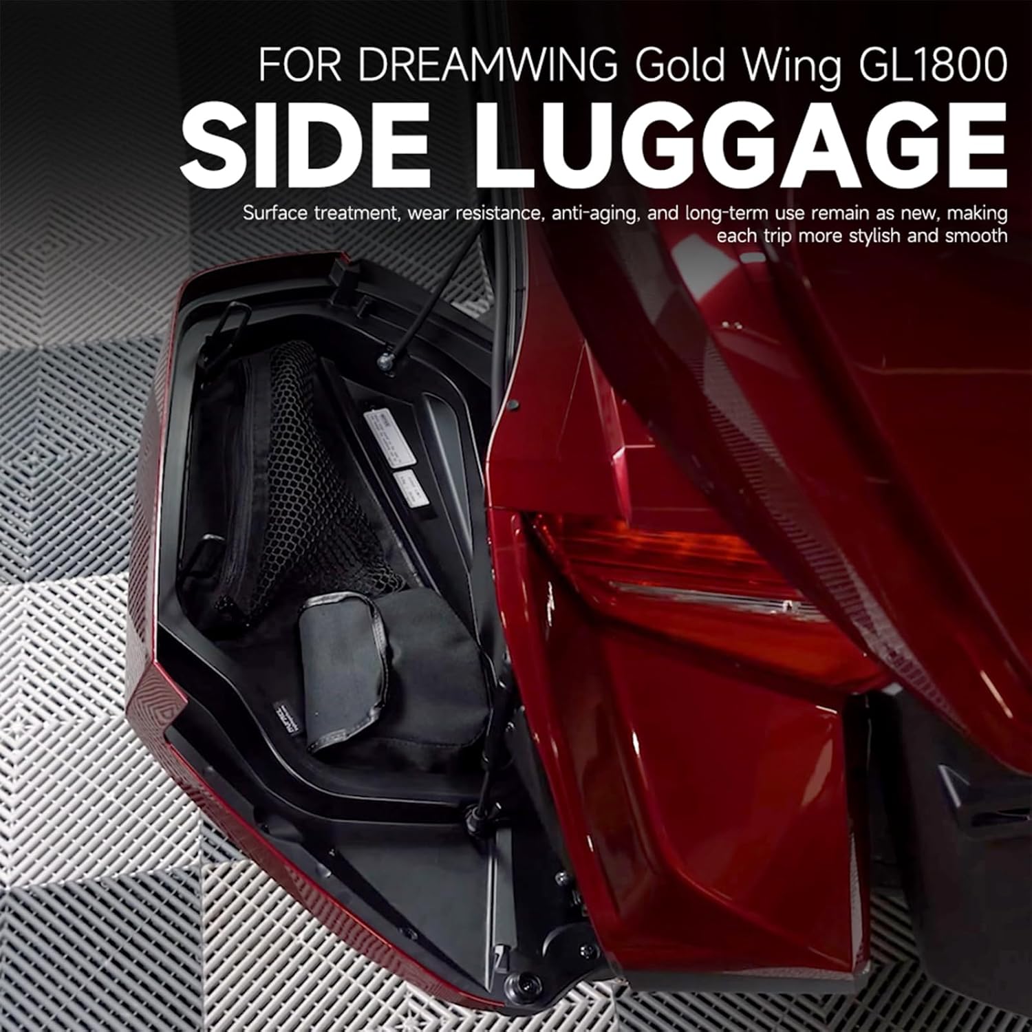 Motorcycle Saddle Bag Lid Organizers Side Case Trunk Storage Gear Bag Pocket Compatible with Honda Gold Wing Tour DCT Airbag 1800 GL1800 F6B GL 1800 2018-Up (A Pair of Bags)