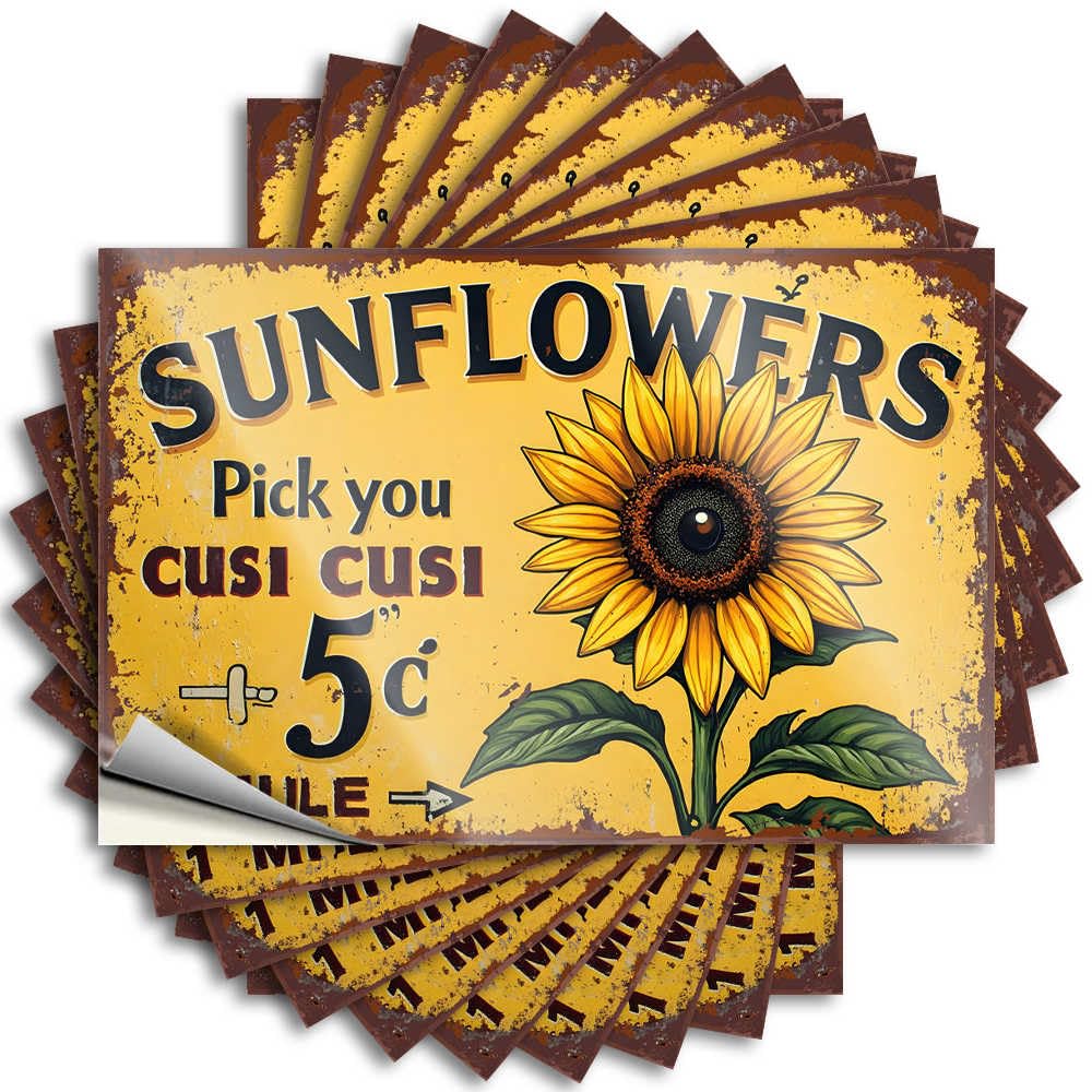 Stuff Wall Decal - Sunflower Pick Your Own: Cusi Cusi Special Custom Durable Sticker Easy Apply for Dry Decor(12X18CM)