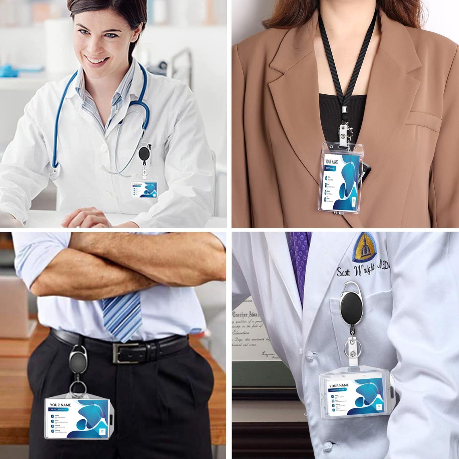 Fhlbestyu 1/2 Set Porta Tarjetas Identificativas Lanyard, Porta Tarjetas Colgante Diáfano, ID Card Badges Holder para Tarjeta Tráfico, Crédito, Escuela, Oficinas