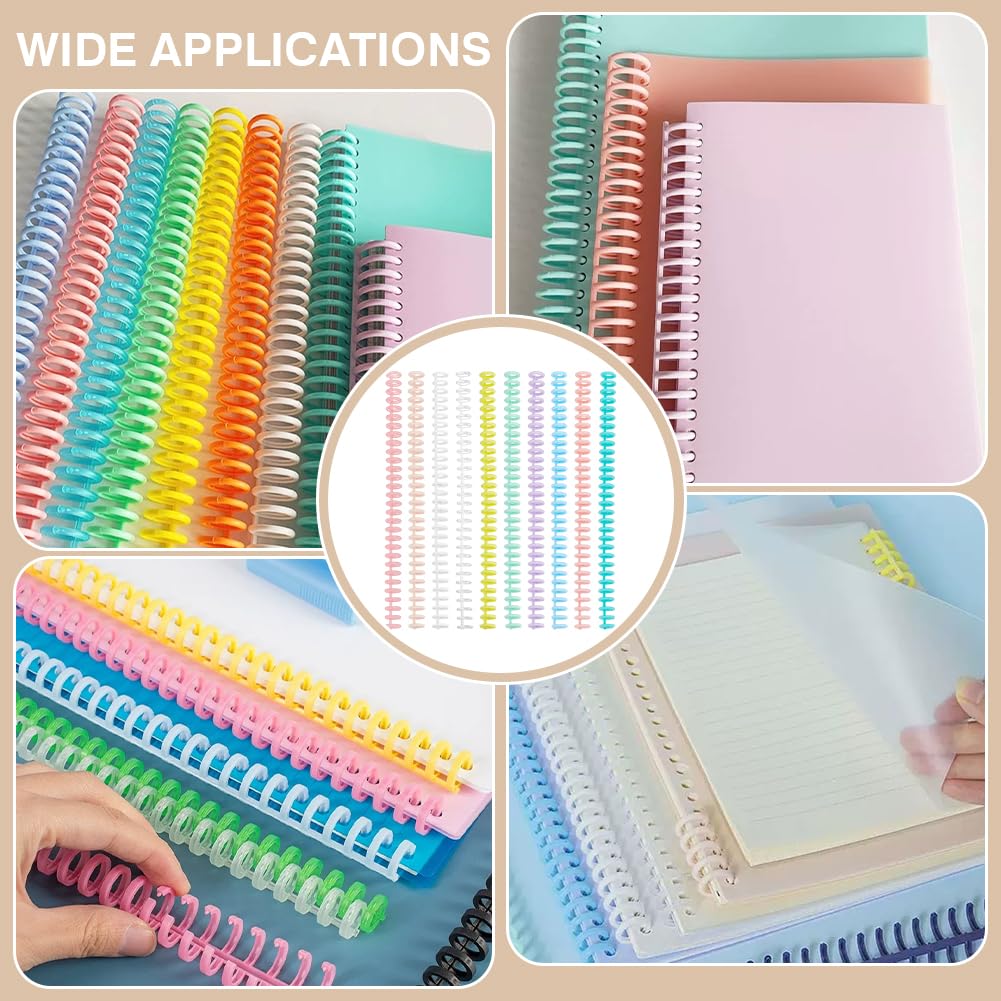 10 Pettini Per Rilegatura A 30 Anelli - Spirale Plastica Per Quaderni E Documenti, Colorati, 1/2 Pollice - Foto 8