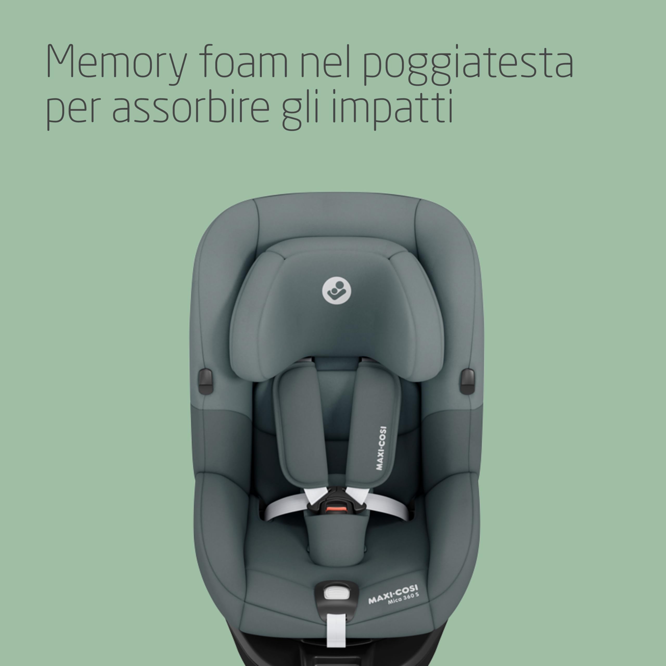 Maxi-Cosi Mica 360 S, Seggiolino Auto Girevole 360, 3 Mesi-4 Anni (61-105 cm), Seggiolino Auto Isofix, Rotazione FlexiSpin, 5 Posizioni Reclinate, Protezione G-CELL, Ganci per Cinture, Tonal Graphite