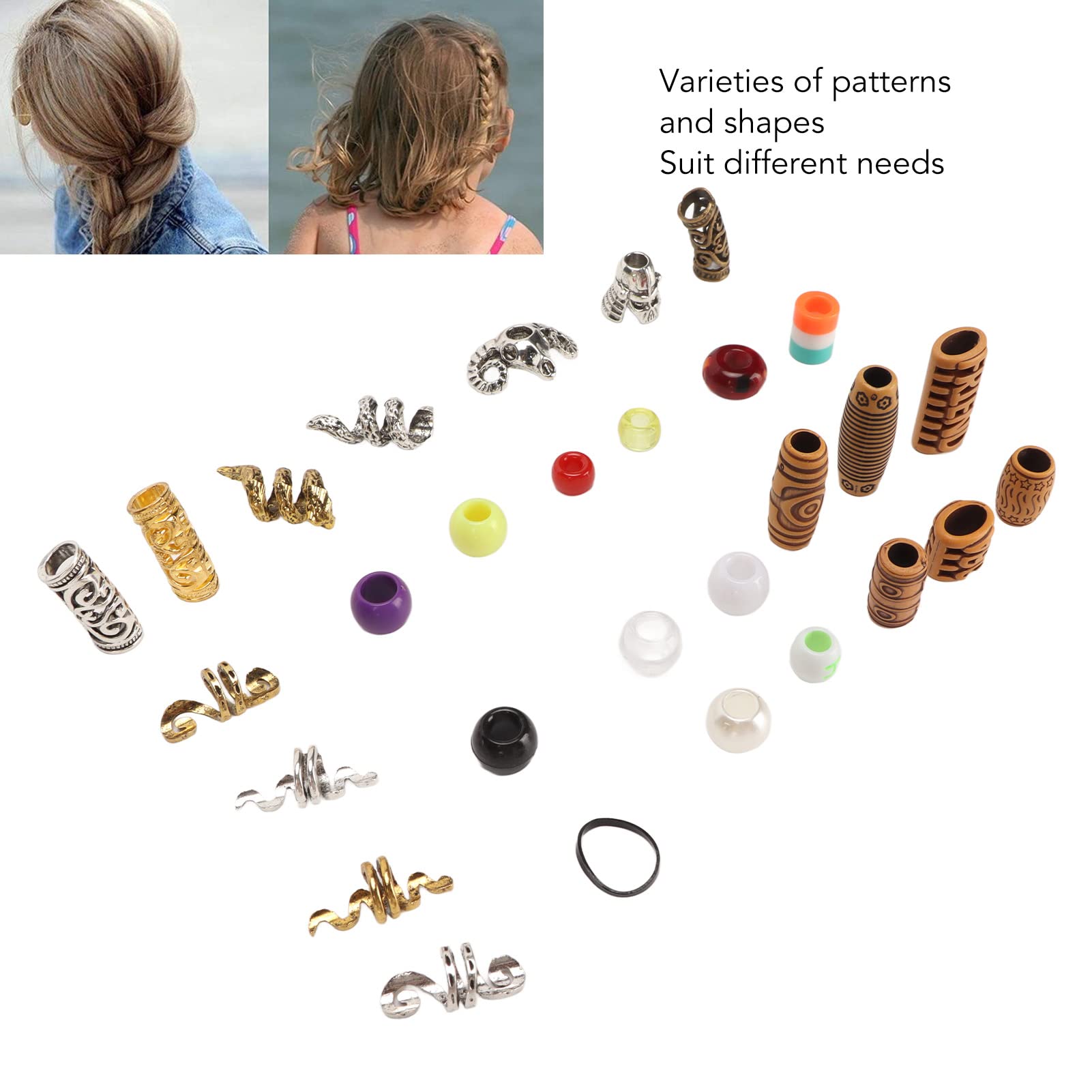 Set di perline di plastica in resina e perline dreadlocks in scatola