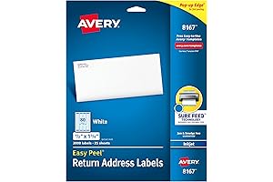 Easy Peel® White Inkjet Address Labels, Return Address, 8167, 1/2" x 1...