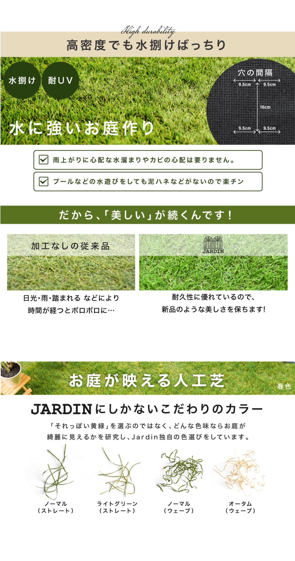 Amazon | JARDIN(ジャルダン) 人工芝 1mx10m 防草 芝生 人工芝生 人口