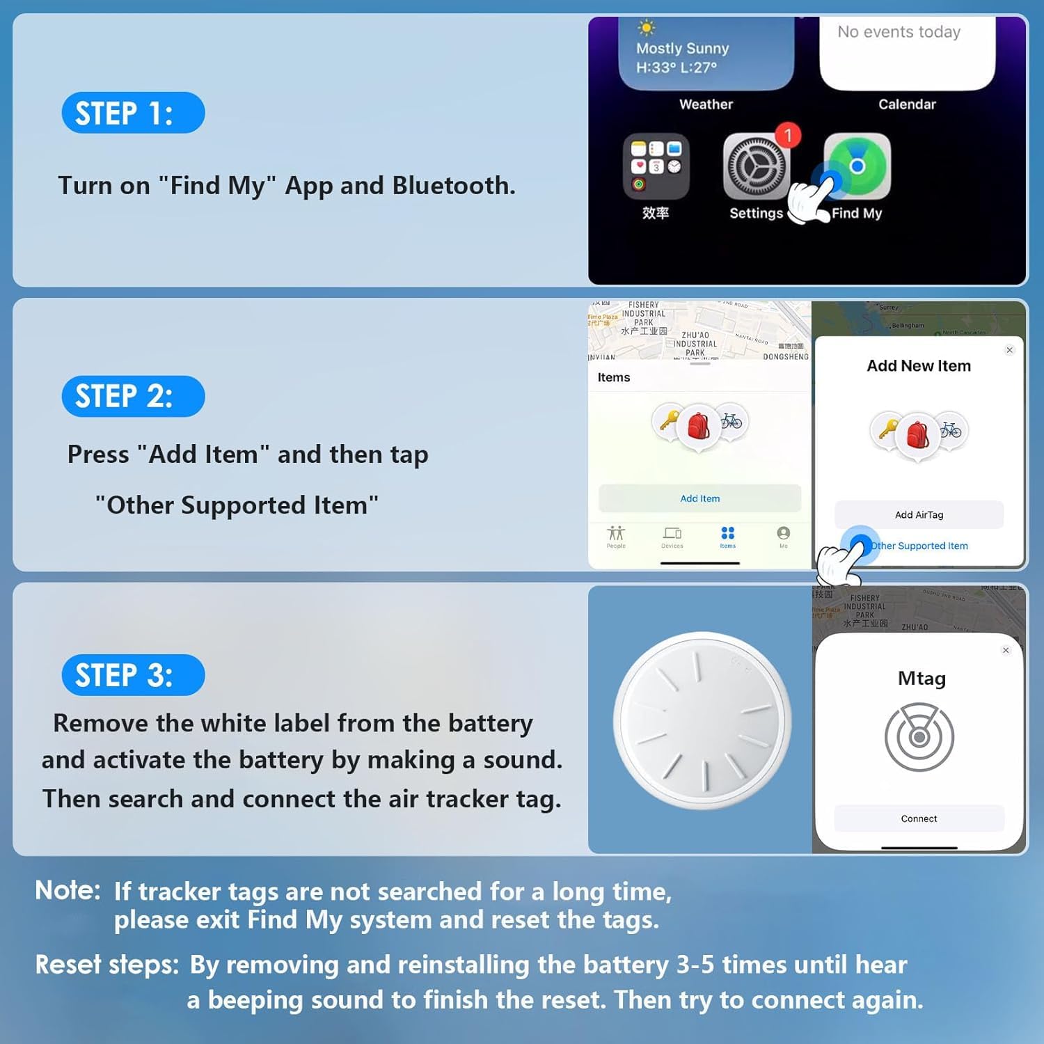 Confezione da 3 targhette tracker con custodia impermeabile per chiavi, portafoglio, ecc., funziona con l'app Find My (solo iOS)