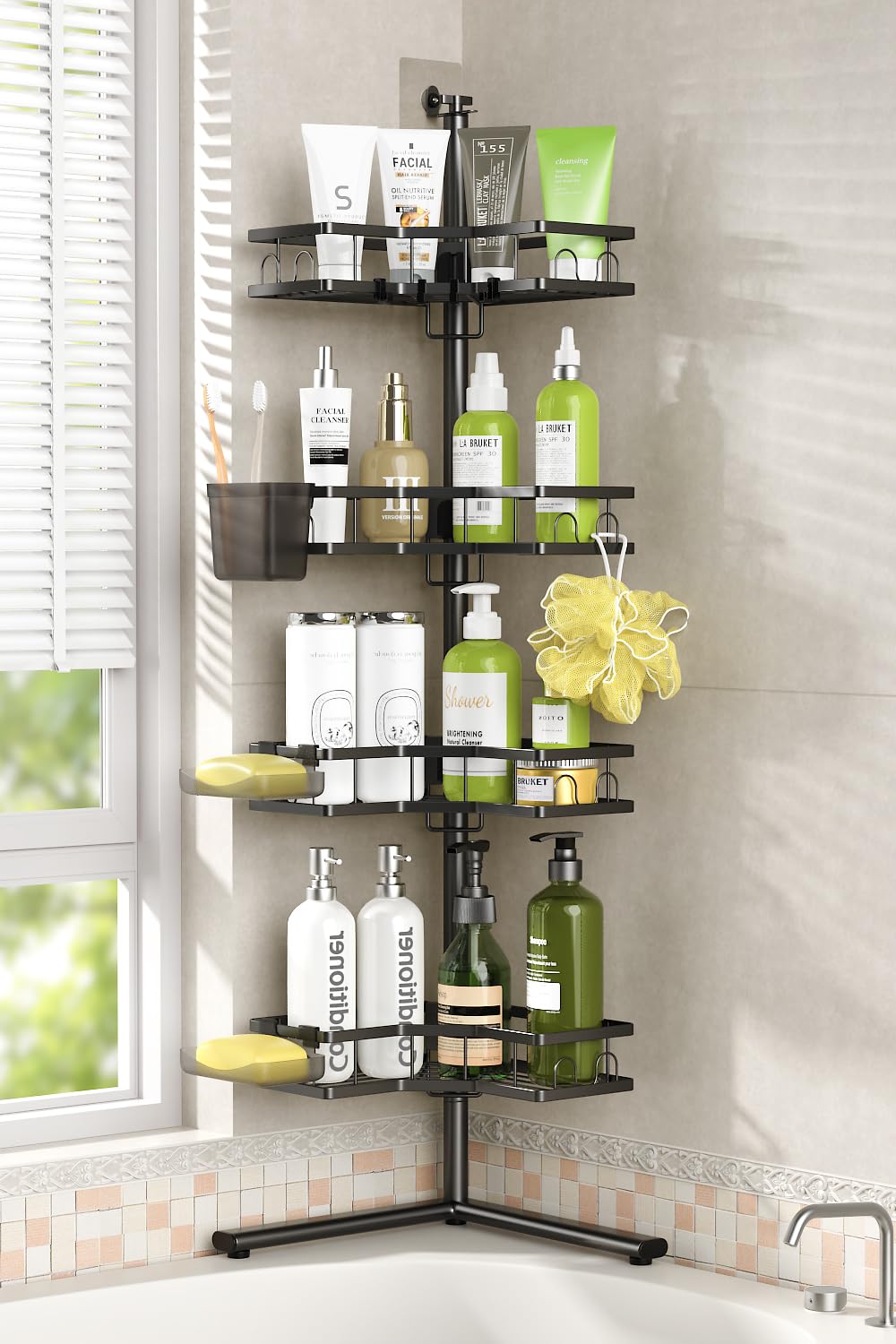 Foukus Standing Corner Shower Caddy 4-Tier