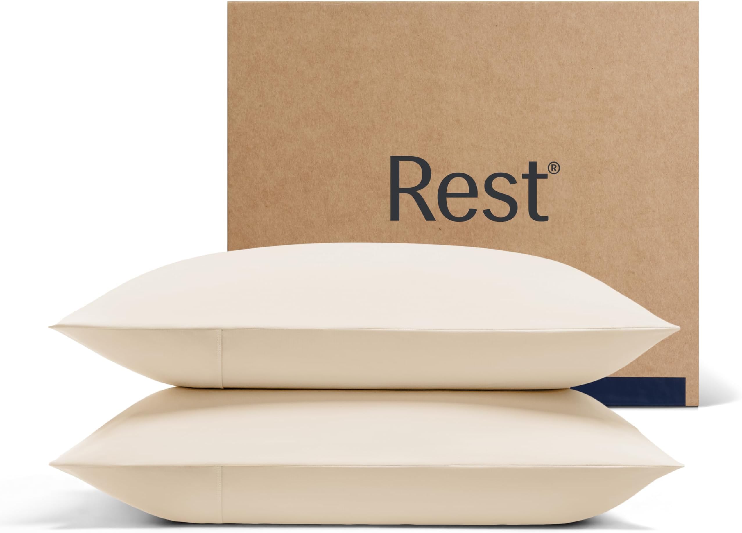 REST® Evercool®+ Cooling Pillowcases for Hot Sleepers, Standard, 2PCS | IONIC+ Silver-Infused Yarn for Hygienic Sleep, Cool-to-Touch, Silky Smooth for Hair, High-Elastic Snug Fit, Machine Washable