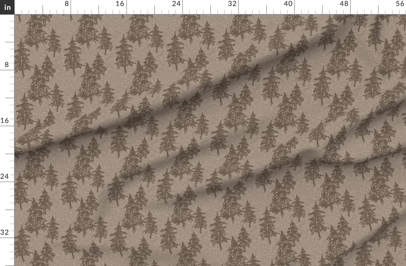 Spoonflower Fabric - Trees Forest Pine Brown Woodland Printed on Organic Cotton Sateen Fabric by The Yard - Sewing Quilting Apparel Home Decor