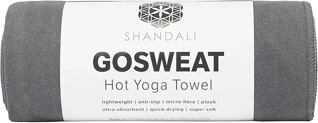 Shandali Hot Yoga Towel - Suede Microfiber, Super Absorbent Yoga Handdoek - Grey 26.5x72
