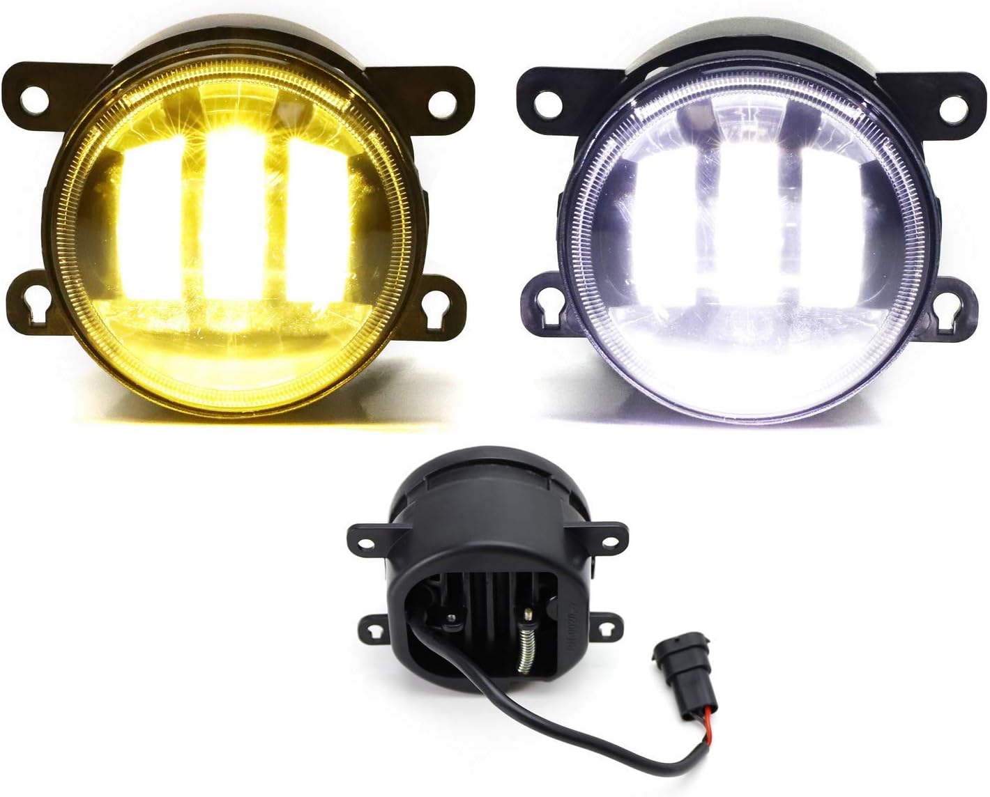 iJDMTOY Clear Lens 6000K White/2500K Yellow Dual Color 20W High Power LED Fog Light Assembly Compatible With Acura Honda Nissan Subaru Land Rover Suzuki, etc