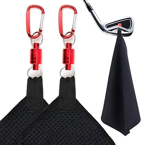 Paquete de 2 toallas de golf magnéticas, toallas de golf para bolsas de golf para hombres, imán para sujetar a carritos de golf o clubes, toallas de