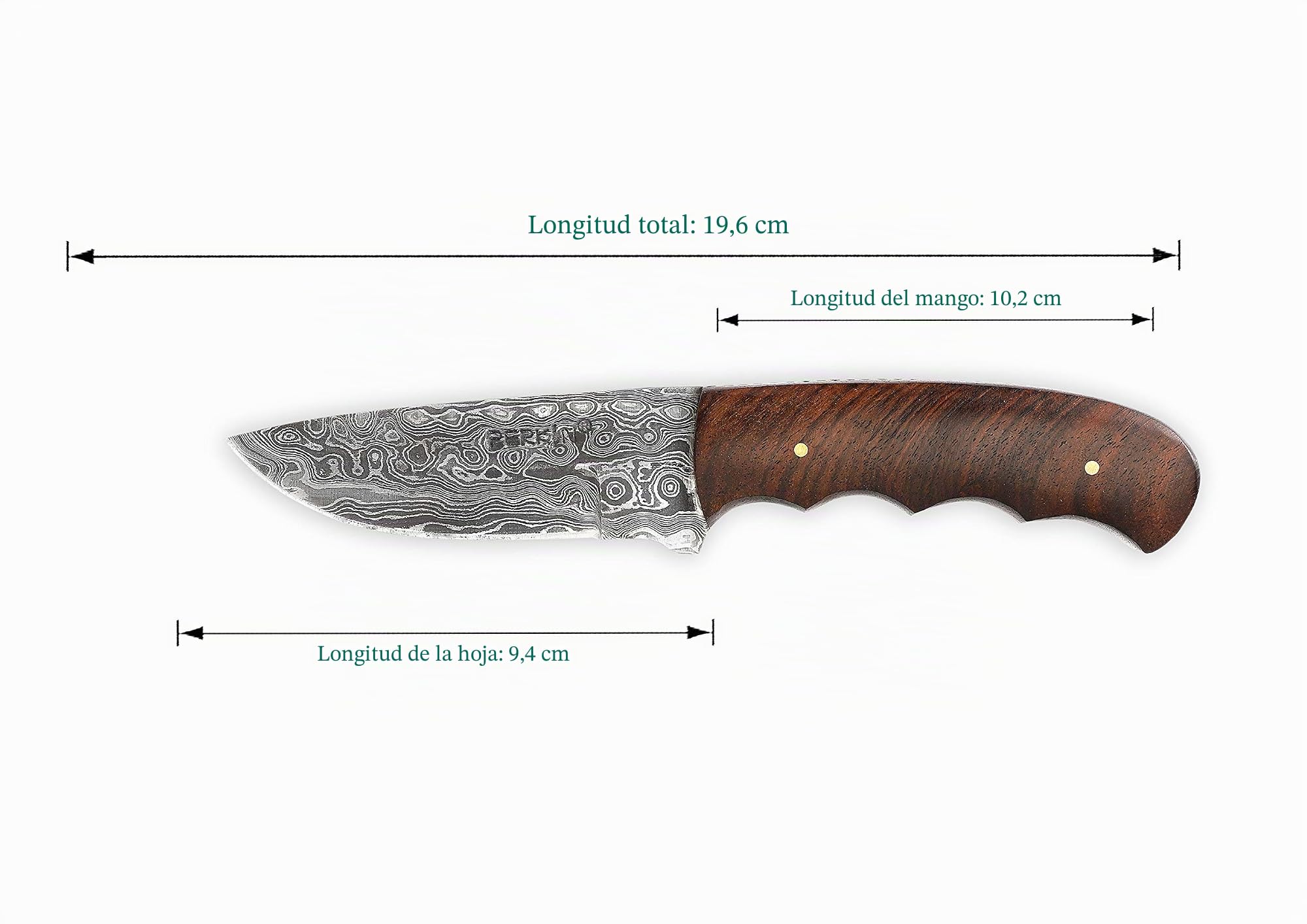 Cuchillo de caza de acero de Damasco, funda de piel, personalizable