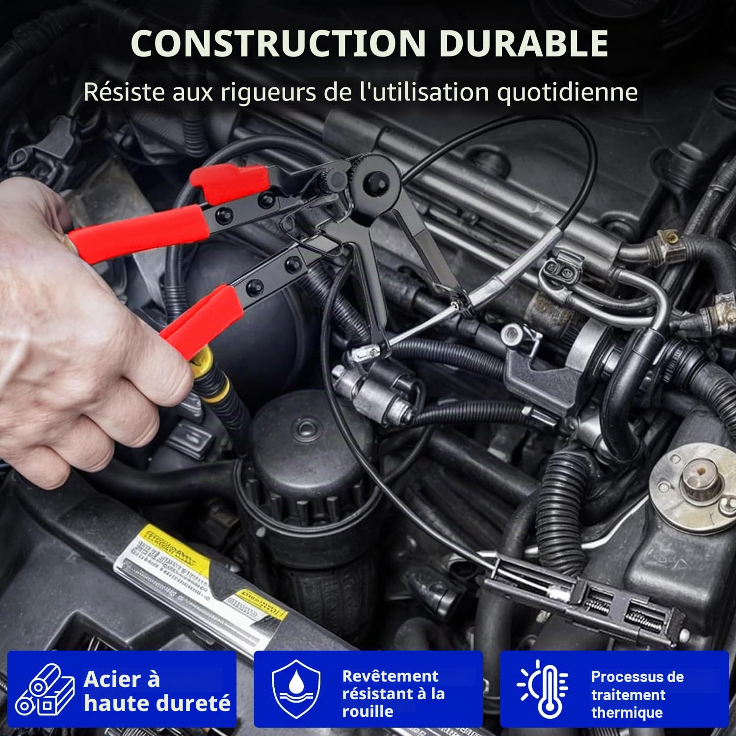 ZKTOOL 16 Pièces à Colliers de Serrage, Outil Flexible de Retrait des Colliers de Serrage, Adapté aux Connecteurs de Bornes Automobiles, au Remplacement des Tuyaux de Carburant, d'Huile et d'Eau