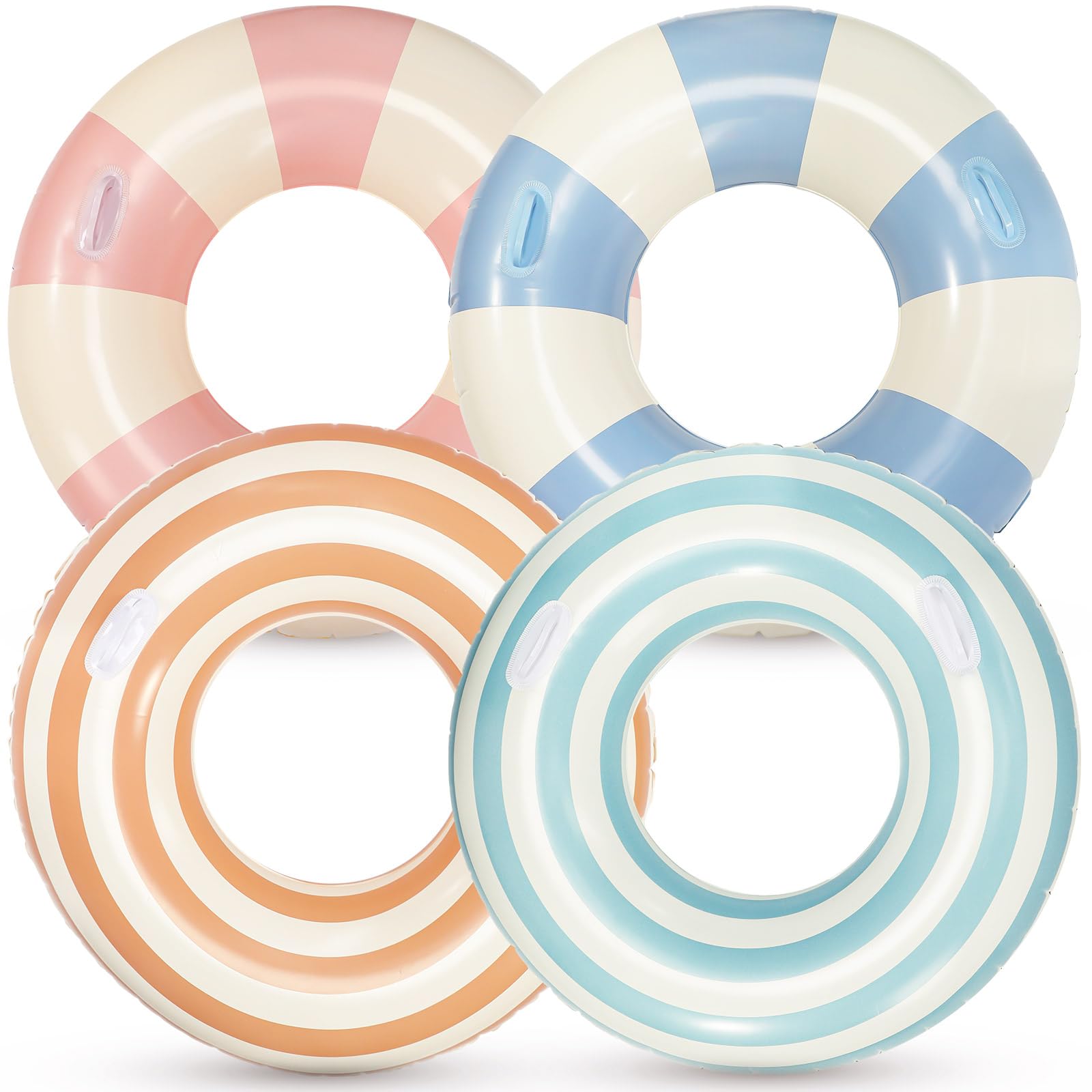 Libima 4 Pcs Inflatable Pool Floats, Pool Floaties Swim Rings Pool Tubes Donut Fruit Hawaiian Tire Inner Tubes Floaties for Adults Hawaiian Beach Party Decorations(40 Inch,Lollipop)